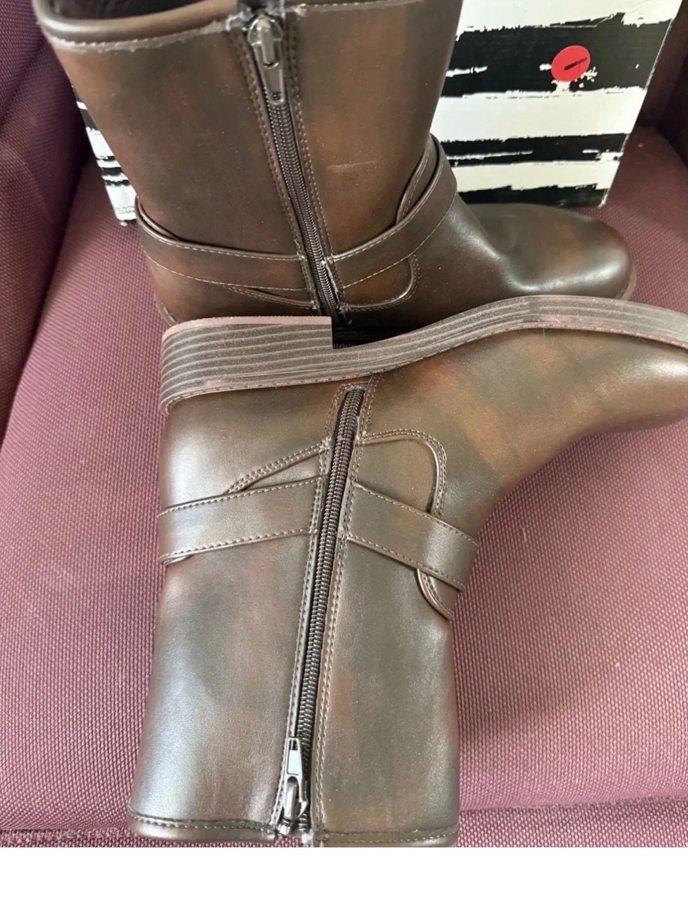 Dolce Vita Brown Leather Harness Ankle Booties
